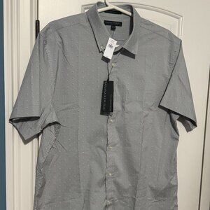 Grey Banana Republic Slim Flex Fit Button Down Short Sleeve Shirt Mens Large